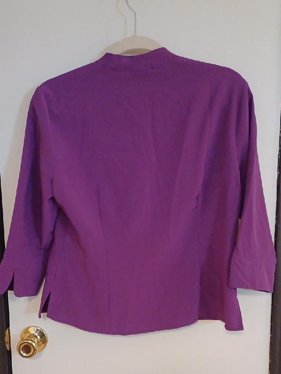 Classic Elements Purple Mandarin-Style Button Down Shirt - Picture 2 of 9